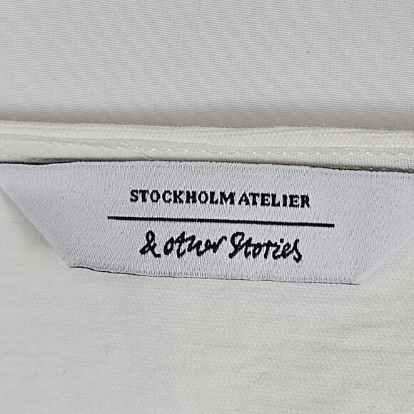 & Other Stories Womens 4 Ivory Cream Puff Sleeve Button Front Crop Cottage Boho - Picture 9 of 13